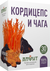 Концентрат на растительном сырье Алфит "Кордицепс и чага", 30 капсул (14 гр)